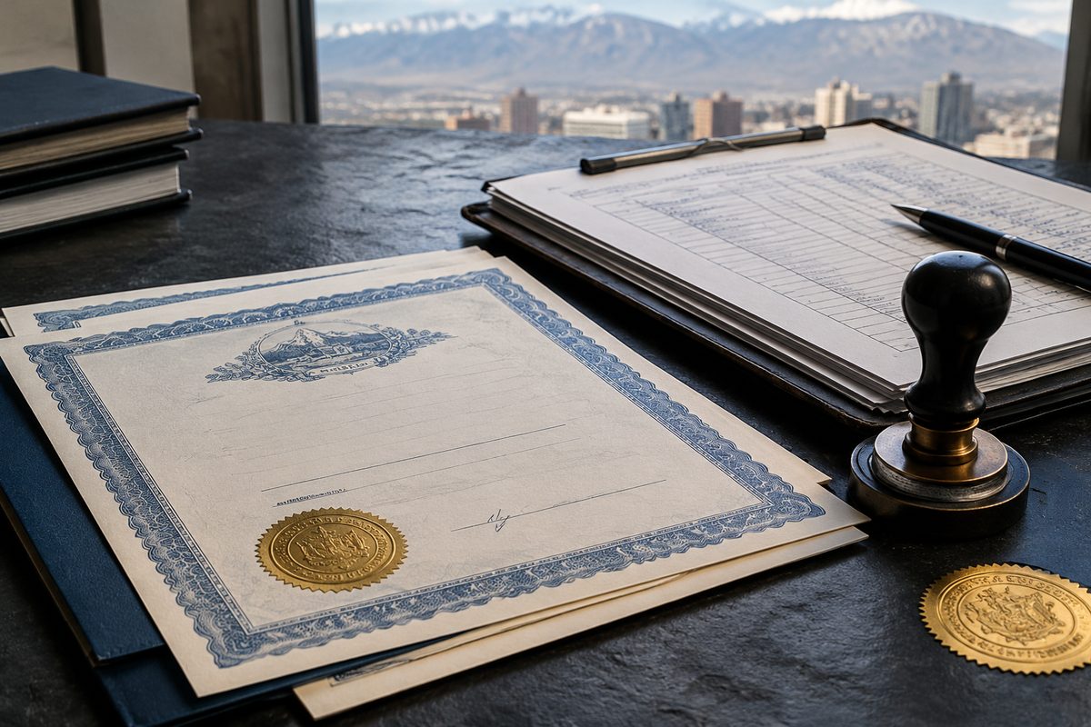 Nevada corporate registration records and equipment maintenance documentation.